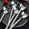 Colheres alça longa redonda de aço inoxidável sopa cozinha multi-propósito criativo utensílios de mesa domésticos utensílios de cozinha