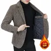 2023 Autumn Winter Men's Woolen Suit Jacket förtjockad och varm casual busin blazers streetwear social dr coat män kläder 933n#