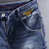 Jeans da uomo stile italiano Fi Retro blu elastico elasticizzato slim jeans strappati da uomo ricamo designer pantaloni denim vintage Hombre s3QZ #