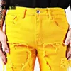 kakan - Europe and The United States New Persality Patch Fringe Jeans Men's, High Street Slim Lg Yellow Jeans K9-2323 F663#