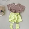 T-shirty 2023 Summer Nowe nowonarodzone ubrania z krótkim rękawem Zestaw Baby Boy Girl Soft Cotton T Shirt + Shorts Pant 2pcs Solid ubrania SET24328