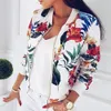여성 꽃 재킷 스프링 여름 LG 슬리브 지퍼 프린트 재킷 캐주얼 포켓 슬림 여성 FI 아웃웨어 J0fy#