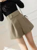 seoulish 2023 New Butts Formal Women's Shorts Solid Wide Leg Shorts Korean Style Elegant Casual Chic Trousers Pockets Summer R0Vj#