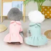 Dog Apparel Pet Costume Lovely Winter Cardigan Dress Outfit Solid-color Fashion Dogs Outfits For Outdoor