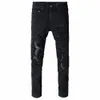 Sokotoo masculino preto retalhos fino ajuste estiramento denim jeans motociclista para motocicleta casual magro remendo rasgado calças distred w3o1 #