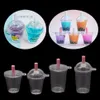 Mücevher Bileşenleri 10 PCS Mini Frappuccino Kahve Kupası Dollhouse Minyatür Simülasyon Plastik Kek Krem Kupaları Anahtarlık Yapımı 261o