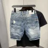 men's Summer Straight Tube Denim Shorts Loose Fitting Fi Brand Torn Jogger Pants Five Point Blue Baggy Shorts Jeans j8KA#