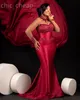 2024 ASO EBI Burgundy Mermaid Prom Kleid Spitze Perlen Satin Abend Formal Party Zweiter Empfang 50. Geburtstag Verlobungskleider Kleider Robe de Soiree Z81