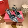 HOT Diamond glisten High heel shoe Summer sexy Dress shoe sandals SIGNATURE Sliders Slippers Designer 2024 New Mule Womens Slide luxury Party Mens heels sandale lady