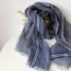 Scarves Fashion Style Men's Linen Scarf Spring And Summer Solid Blue Color Breathable