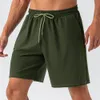 2024 LU Men Yoga Sports Short Quick Dry Shorts With Back Pocket Mobile Phone Casual Running LL Gym Jogger Pant