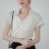 Женские блузки, корейская модная офисная женская рубашка, летние витые женские топы, пуловер с короткими рукавами, блузка