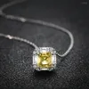 Kettingen STL-Zhenchengda 925 Puur Zilver Geel Diamanten Ketting Dames Vierkante Afschuining 7 Hoge Carbon Kraag