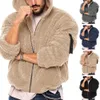 Hombres Chaqueta de lana gruesa Abrigo con capucha mullida de moda para hombres con cierre de cremallera de lana engrosada Mangas LG para invierno para otoño W2oz #