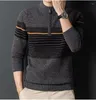 Męskie swetry Stripe kaszmirowe sweter o dół pullover na drutach duży rozmiar zimowych topów długi rękaw wysokiej klasy skoczki R173