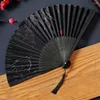 Decoratieve Beeldjes 2 Stuks Kwastje Decor Faux Zijden Doek Vouwen Fan Vlinders Print Chinese Stijl Hanfu Kleine Bamboe Party Favor Thuis