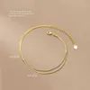 Anklets WOOZU Real 925 Sterling Silver Minimalist Double Snake Bone Bead Chain Anklet Womens Personalized Hip Hop Classic Jewelry GiftL2403