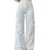 Pantalon Femme Femmes Cargo Élégant Taille Haute Multi Poche Pantalon Droit Pour Streetwear Fashionistas Casual