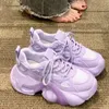 Casual Shoes Women's 2024 Pink Purple Sneakers Kawaii Breathable Thick Heel Student High Top Running Shoe Platform Woman