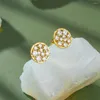 Stud Earrings ROXI 925 Sterling Silver Circular Round Mini Crystal For Women 18K Gold Plated Piercing Earring Wedding Party