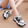 Casual Shoes 8CM Women High Platform Sneakers 2024 Autumn Breathable Chunky Dad Thick Sole Trainers Leather Woman