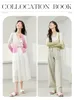 Vimly Pink Gradient Wool Blend Sticked Cardigans 2024 Spring V-Neck Women's LG Sleeve Top High Strecth Slim Knitwear 72932 D3OA#