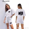 Women Tracksuits Two Pieces Set Designer 2024 New Top Fashion Letter Foam Printing T-shirt Tight Sports Split Pants Set 5 Colours