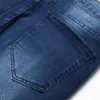 Mężczyźni splatanie dziury Retro Blue Biker Skinny Dżinsy Spodnie Hip Hop Street Style Męskie dżinsowe spodnie dla mężczyzn W8G4#