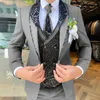 Красивый мужской костюм из трех предметов, элегантный свадебный смокинг для жениха, куртка, брюки, жилет, деловой пиджак для мужчин l1GF #