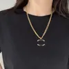 Modedesigner smycken lyx varumärke hängen halsband dubbel lager guldpläterad rostfritt stål brev choker hänge halsband kedja smycken tillbehör gåvor