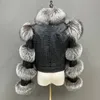 2023 Real Leather Jacket with Fox Fur Crocodile Pattern Sheepskin Leather Lady Fi äkta läderrock NZ5275 W0HD#