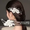 Cabelos de cabelo de cabelo branco Chea de cabelo elegante estilo floral Acessórios chineses de cabelo chineses hanfu cocar clipe nós u0k2