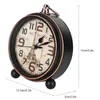 Table Clocks Mini Metal Small Alarm Clock Creative Blue Quartz Round Portable Desktop Decoration Bedroom Home