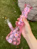 Pink Daisy 10inch Glass Bong Hookahs Recycler Dab Rigs Smoking Water Pipe Heady Percolator Beaker Shishas Pipes