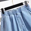 Womens Lounge Bermuda Shorts Plus Size Casual Summer Cott Kne Length Shorts With Pockets Denim Short Jeans3XL 4XL 5XL OUC1519 X9RJ#