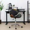 Chaise de bureau réglable en similicuir, pivotante, en bois courbé, avec siège incurvé