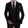 Mode Mannen Leisure Boutique Business Effen Kleur Trouwpak Jas Broek Vest 3 Stuks Set Jurk Blazers Jas Broek 240318