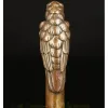 Sculpturen brons Puur Koper Messing Opa Good Lucky BRONZEN PAPEGAAI RIET WANDELSTOK HOOFD DECORATIE CARVING AZIATISCHE VERZAMELEN OUD