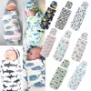 Dekens geboren baby schattige Swaddled deken slapende katoenen tabby wrap hoed anime 2 stuks casual accessoires