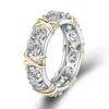 Lyx smycken ring koppar guldpläterad färg separering insatt zirkonring mode lyx trend ring smycken
