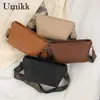 Shoulder Bags Vintage PU Women Bag Small Square Simple Female Shopping Leather Solid Print Wide Strap For Travel Office Work