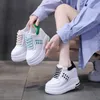 Casual Shoes Pink 11cm Women's Vulcanize Platform Sneakers ökade Fashion Comfort Ladies High Heels White Size 34-39