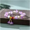 Bracelets de charme Crystal Blanc Floral Feuille Bracelet Tendance Vert Violet Couleur Perlé Lily Valley Fleur Pour Femmes Bijoux Drop Livraison DHFIA