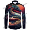 Ano novo Drag Pattern Camisas Masculinas Manga LG Roupas de Luxo 3D Impresso Tatuagem Fi Butt Primavera Outono Mens Casual 2024 e83A #