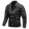 Casaco Masculino De Couro Falso De Couro PU Com Zíper Outono Casual Slim Corta-vento Chaquetas Jaqueta De Couro De Motocicleta