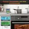 Jauges Thermomètre à viande de cuisson numérique à double sonde LCD rétro-éclairage Thermomètre à gril avec mode minuterie pour fumeur four de cuisine barbecue