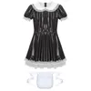 Womens Servants Maid Cosplay Costume Puff Sleeve Lace Patent Leather Dr med APR för Halen Christmas Clubwear Nightwear H7Wh#