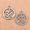 32pcs Antique Silver Plated Bronze Plated Yoga OM Charms Pendant DIY Necklace Bracelet Bangle Findings 25mm2443