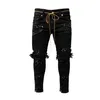 Men jeans stretch förstörde rippad färgpunkt design fi ankel zipper mager jeans för män i8yy#