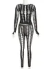 altgoth Sexy See Through Mesh 2 pezzi Abiti da donna Streetwear Cyberpunk Mall Gothic Lg Sleeve T-shirt Pantaloni a vita alta Tute u8zO #